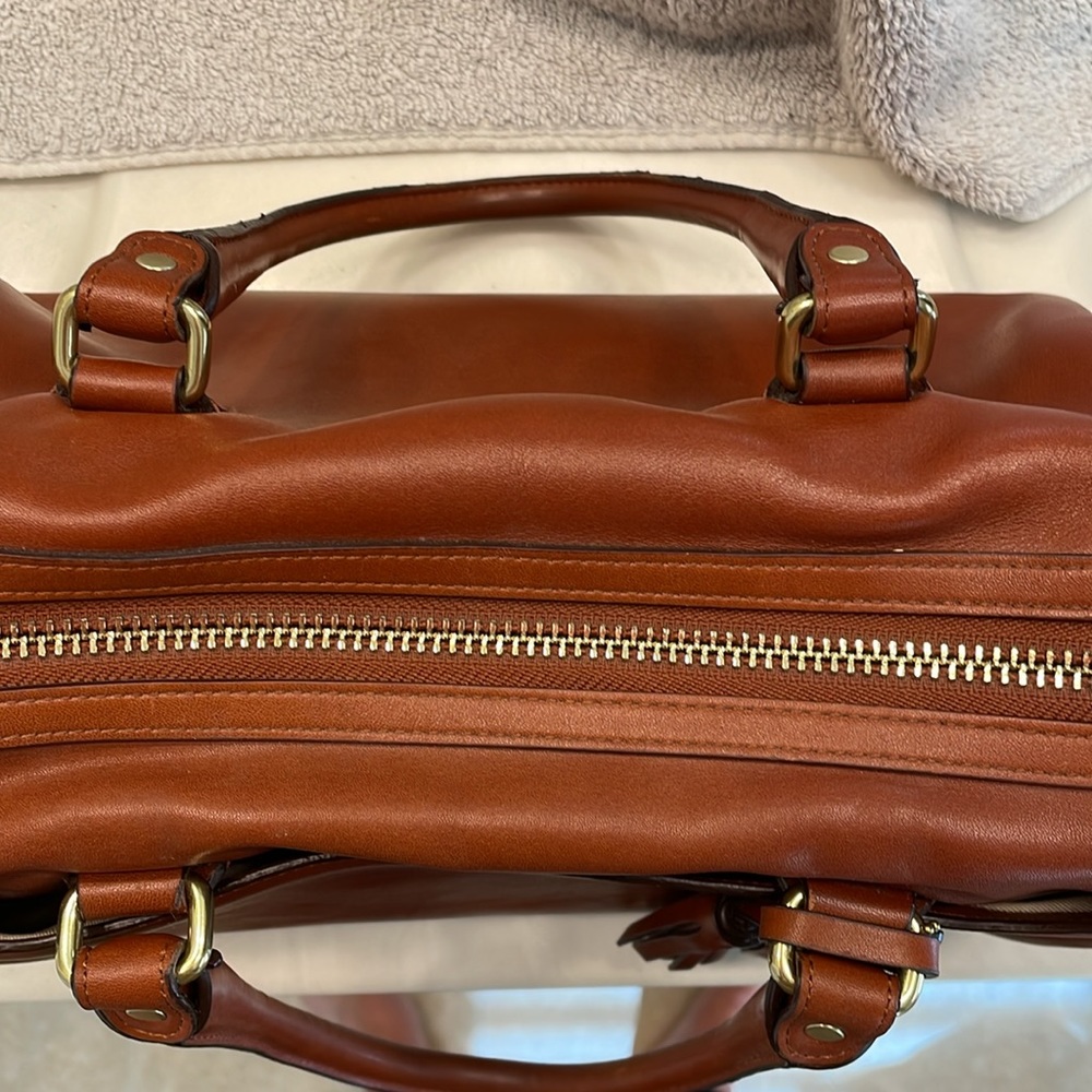 Coach Brown Leather Satchel with Tassel - Picture 14 of 16